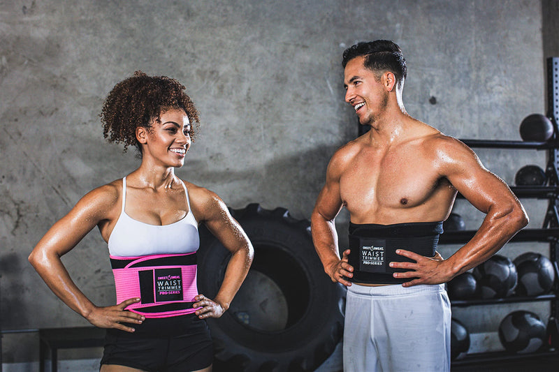 Sweet Sweat 'Pro-Series' Waist Trimmer Belt | Premium Waist Trainer with adjustable straps for a Tighter Fit & Better Sweat! Medium-Large Pink - BeesActive Australia