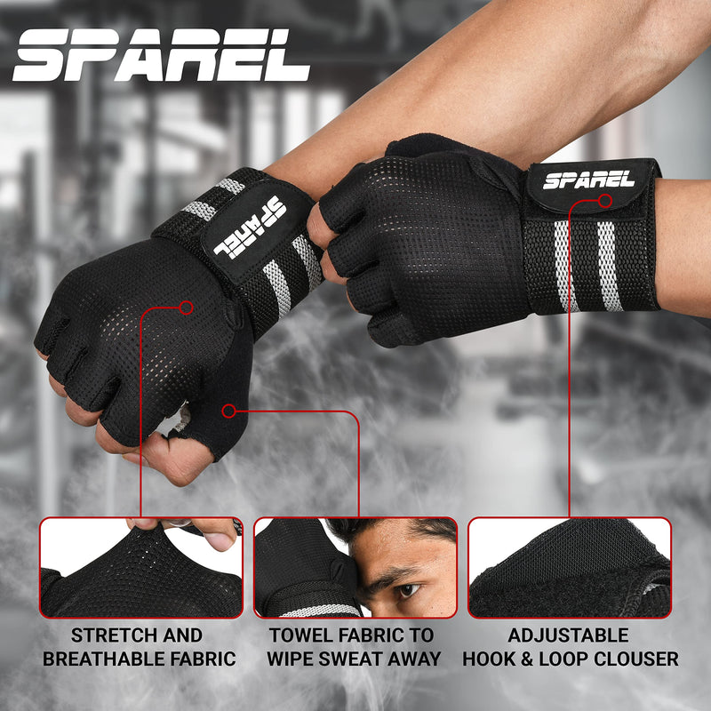 SPAREL Workout Gloves for Men and Women, Weight Lifting Gloves, Gym Gloves for Men, Exercise Gloves with Wrist Support for Weightlifting Training Full Palm Protection for Pull ups Fitness and Rowing Large - BeesActive Australia