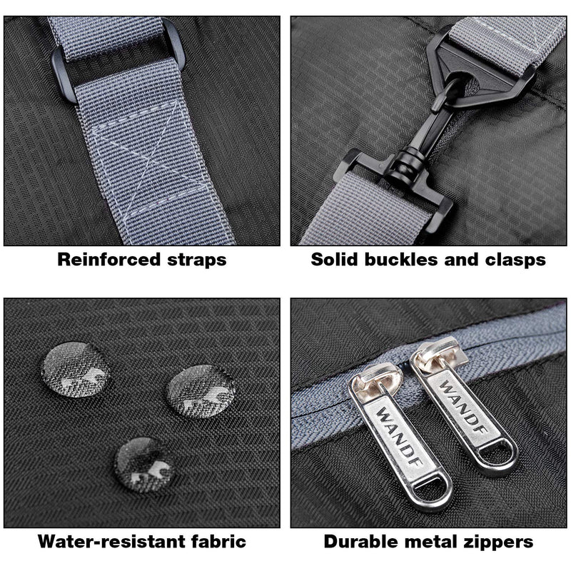 Wandf Foldable Travel Duffel Bag Luggage Sports Gym Water Resistant Nylon A-Black - BeesActive Australia