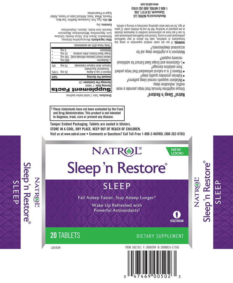 Natrol Sleep N Restore Tablets, 20 Count - BeesActive Australia