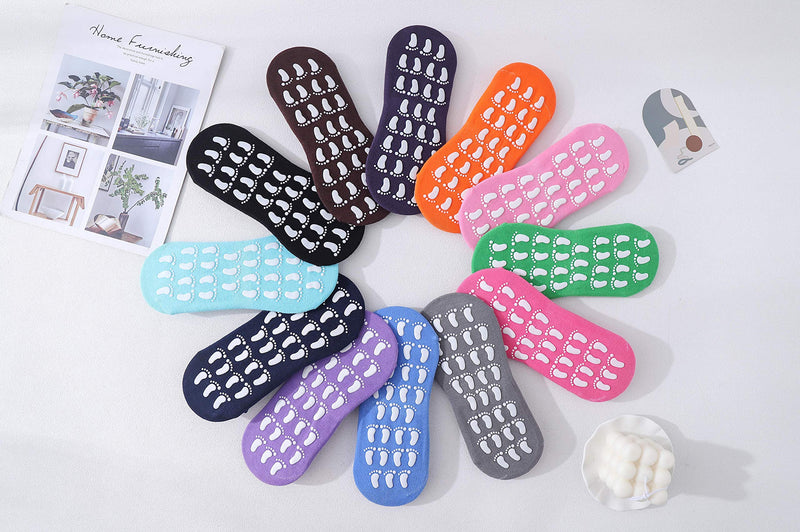 12 Pairs Non Slip Skid Socks for Women, Slipper Socks with Grippers for Hospital Yoga Pilates Color 1 - BeesActive Australia