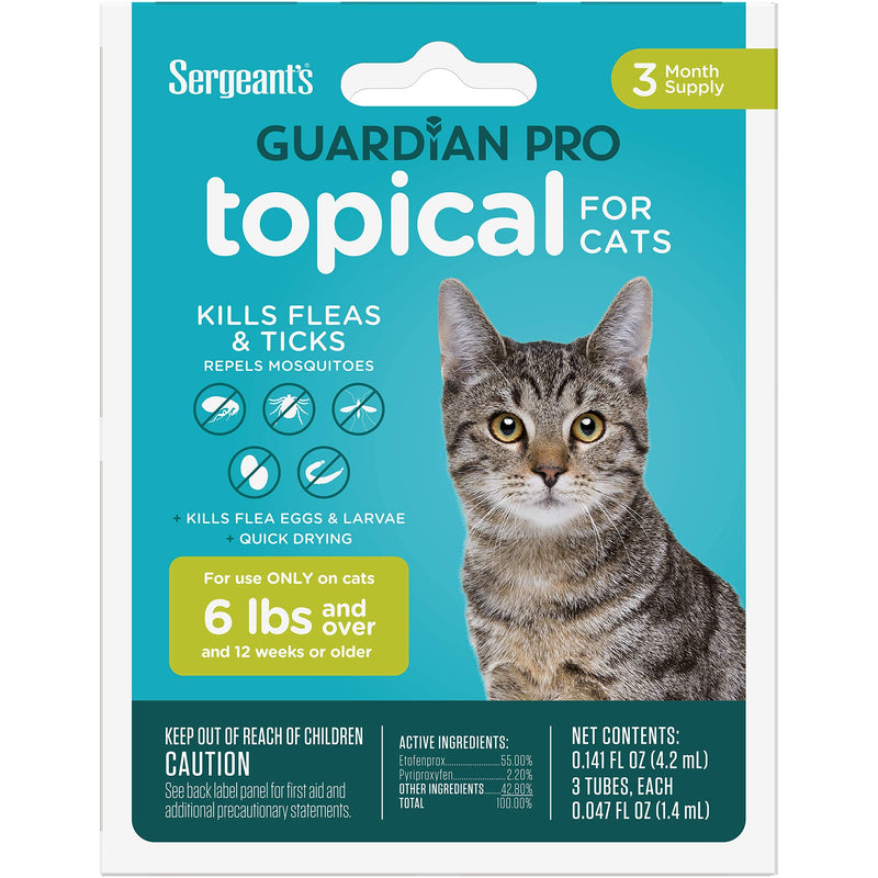 Sergeant's Guardian Pro Flea & Tick Squeeze On Topical Cats 6lbs and Over, 3 Count - BeesActive Australia
