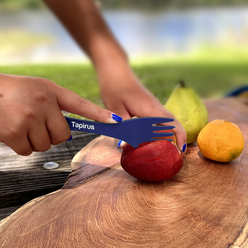 Tapirus 4 Spork to Go Set - Durable and BPA Free Sporks - Spoon, Fork and Knife Combo Utensils Flatware - Mess Kit for Camping, Hunting and Outdoor Activities - Comes in a Carrying Case Blue - BeesActive Australia