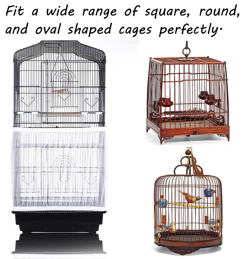 Tamu style Bird Cage Seed Catcher, Large, Stretchy Form Fitting Mesh Skirt Cover for Parrot Enclosures, Light and Breathable Fabric, Prevent Scatter and Mess, Reusable White - BeesActive Australia