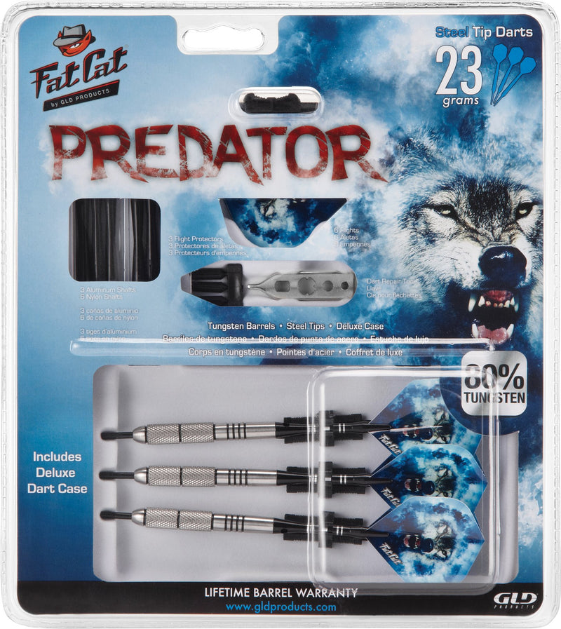 [AUSTRALIA] - Fat Cat Predator 80% Tungsten Steel Tip Darts with Storage/Travel Case, 23 Grams 