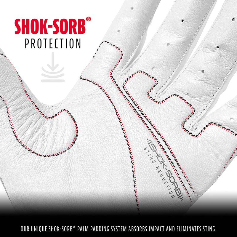 Franklin Sports MLB Shok-Sorb X Baseball Batting Gloves Adult Medium White/White - BeesActive Australia