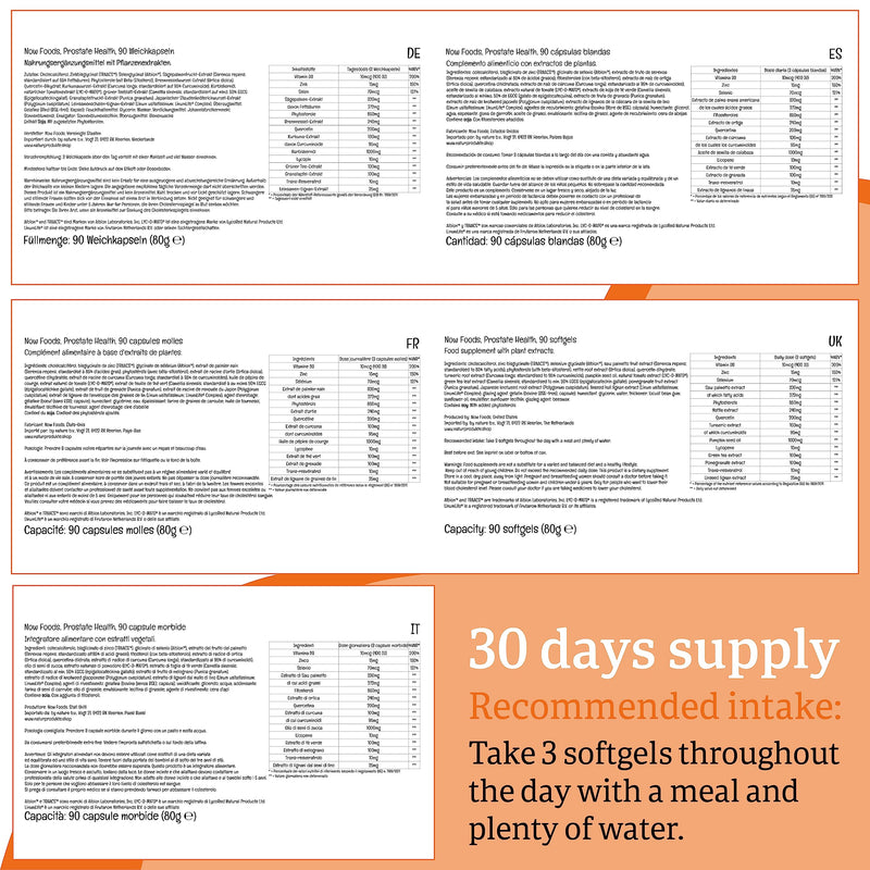 Now Foods, Prostate Health, with Saw Palmetto and Phytosterols, 90 Capsules, Lab-Tested, Soy Free, Gluten Free, Non-GMO - BeesActive Australia