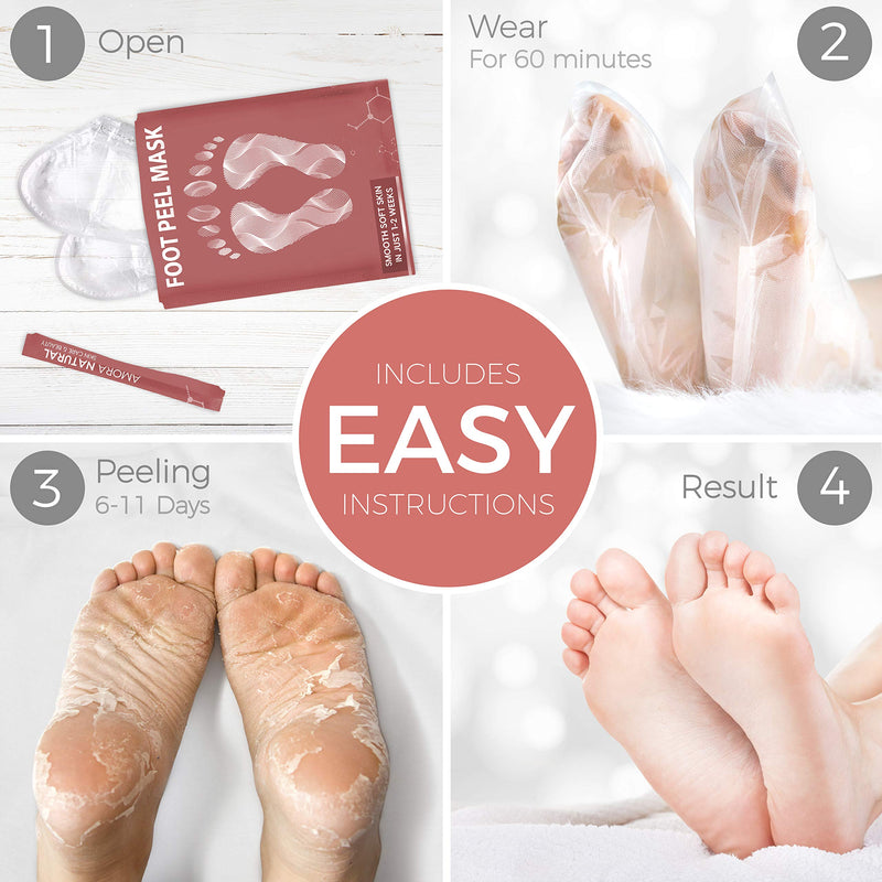 Foot Peel Mask - 2 Pack - For Cracked Heels, Dead Skin and Calluses - Make Your Feet Baby Soft Smooth Silky Skin - Removes Rough Heels, Dry Toe Skin Natural Treatment. (Rose Scent) - BeesActive Australia