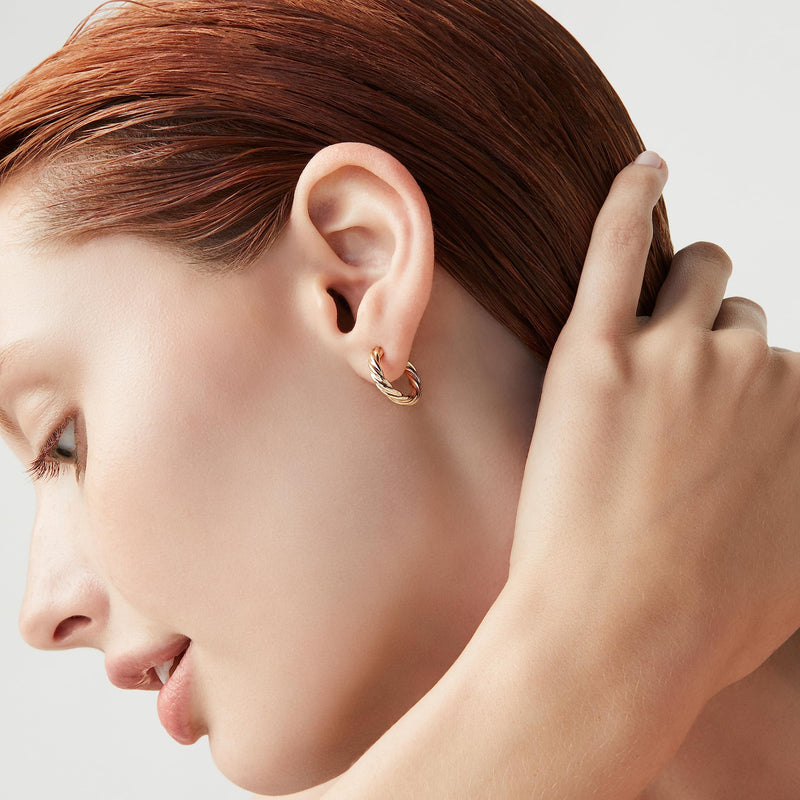 Miabella 925 Sterling Silver or 18Kt Gold Over Silver 3mm Twisted Lightweight Chunky Small Hoop Earrings for Women Teen Girls Made in Italy Yellow-gold-plated-silver - BeesActive Australia