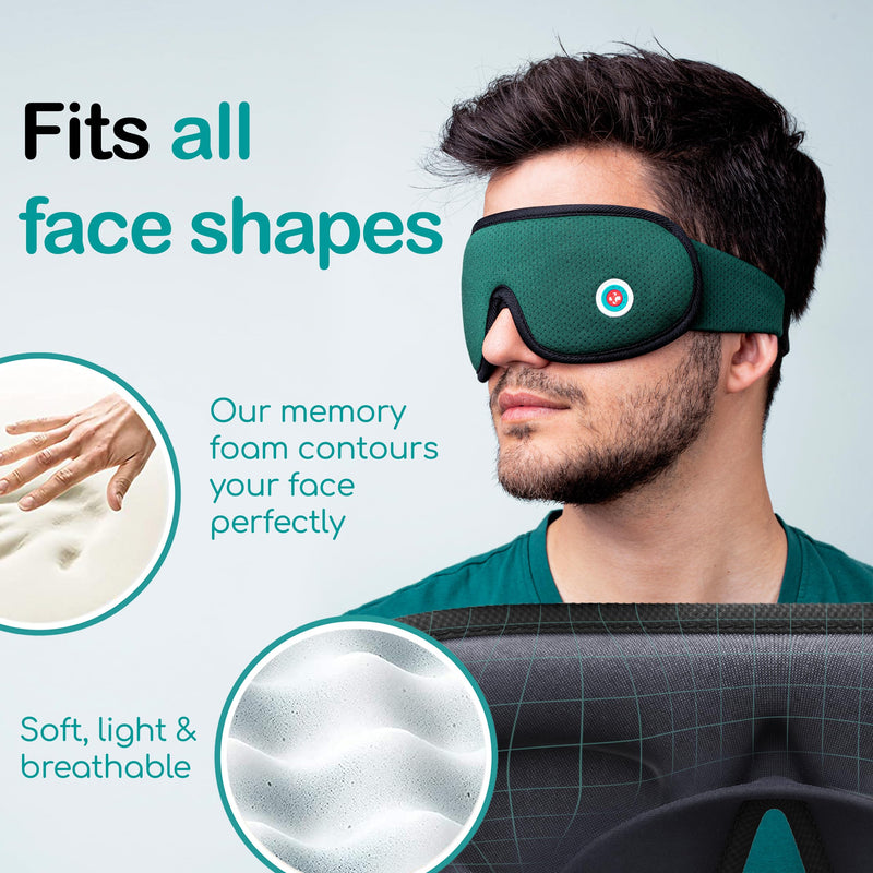 Medi Grade 100% Blackout Eye Mask for Sleeping - Breathable 3D Sleep Masks for Men and Women with Sleep Aid Zero-Eye-Pressure Technology - Comes with Sleep Mask, 4x Ear Plugs for Sleep & Carabiner Bag - BeesActive Australia