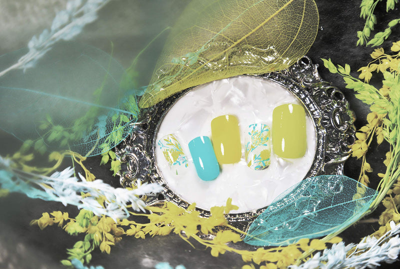 LIHI Color Lab 2020 Latest 22PCS Adhesion Nail Art Transfer Decals Sticker Four Season Hand Sketching Series 3D Nail Polish Strips ,Nail Wraps, 100% Real Nail Polish Applique，S00940 Green Shade S00940 Green Shade - BeesActive Australia