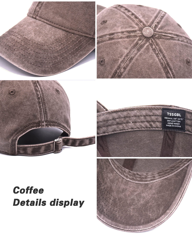 TSSGBL Vintage Cotton Washed Adjustable Baseball Caps Men and Women, Unstructured Low Profile Plain Classic Retro Dad Hat Black-coffee-navy - BeesActive Australia