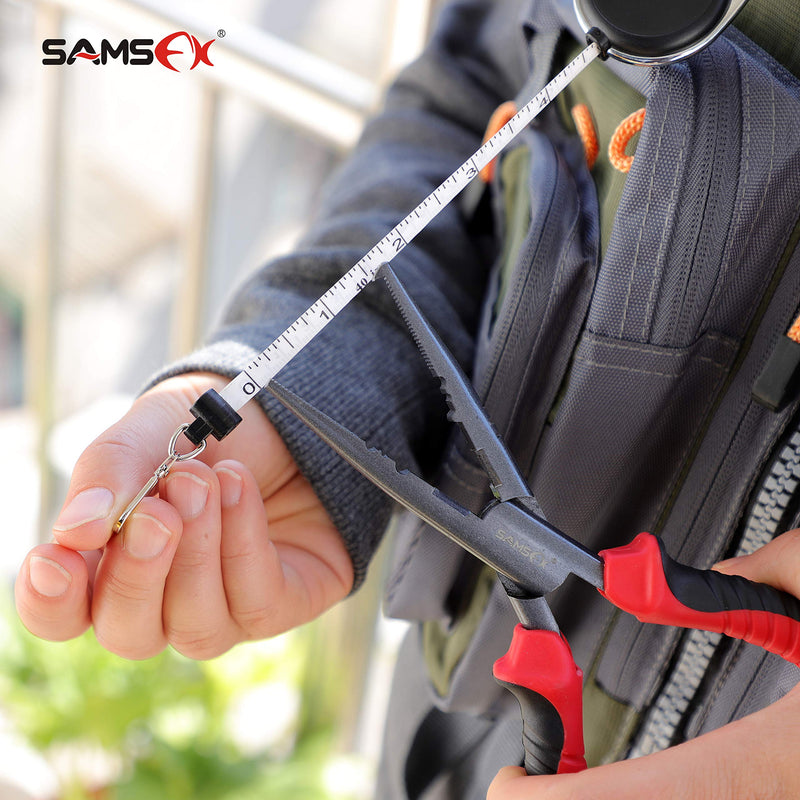 SAMSFX Fishing Zinger Retractors Retractable Tape Measure with Fly Fishing Knot Tying Tool Combo Tape Measure Retractors & Silver Nail Knot Tying Tool, Black Grip - BeesActive Australia