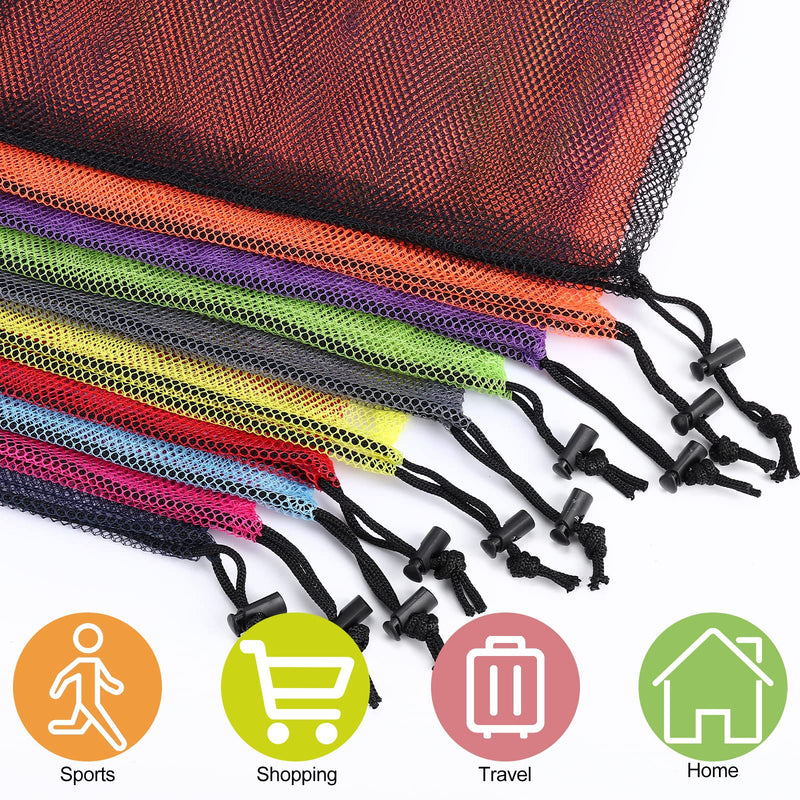 12Pcs Mesh Bag 13"X15.5" Drawstring Gym Bag Nylon Mesh Drawstring Bag with Cord Lock Closure for Collecting Toys Travel Sports Multicoloured 12 13"X15.5" - BeesActive Australia