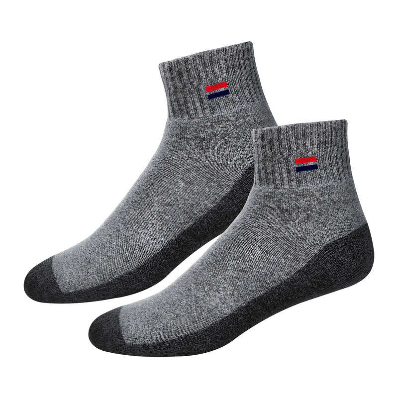 NAVYSPORT Men's Solid Cushion Comfort Athletic Quarter Socks for Running, Training, Casual Wear Pack of 6 7-12 Black (3 Pairs), Grey (3 Pairs) - BeesActive Australia