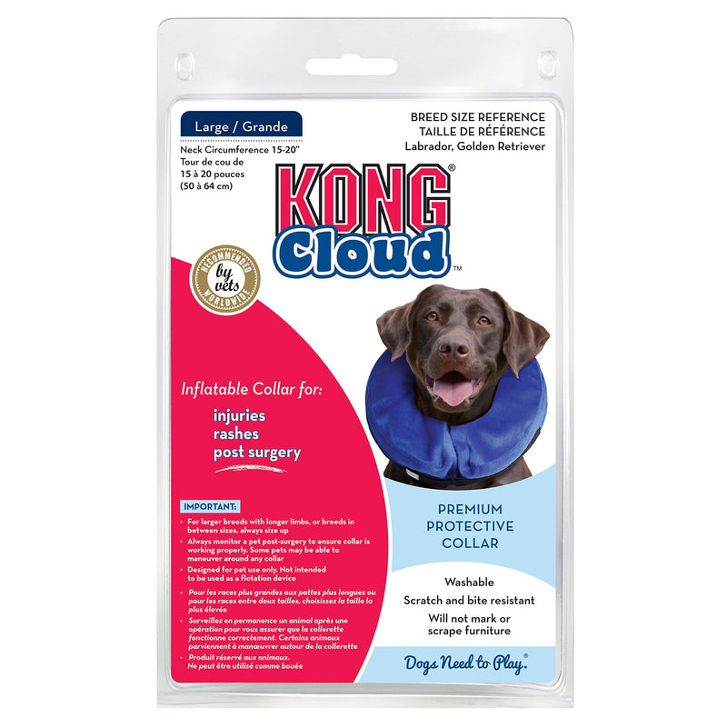 KONG - Cloud Collar - Plush, Inflatable E-Collar - for Injuries, Rashes and Post Surgery Recovery Large Standard Packaging - BeesActive Australia