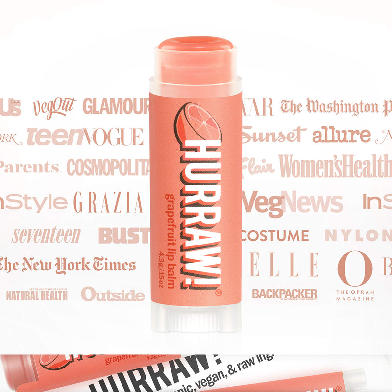 Hurraw! Grapefruit Lip Balm, 3 Pack: Organic, Certified Vegan, Cruelty and Gluten Free. Non-GMO, 100% Natural Ingredients. Bee, Shea, Soy and Palm Free. Made in USA - BeesActive Australia