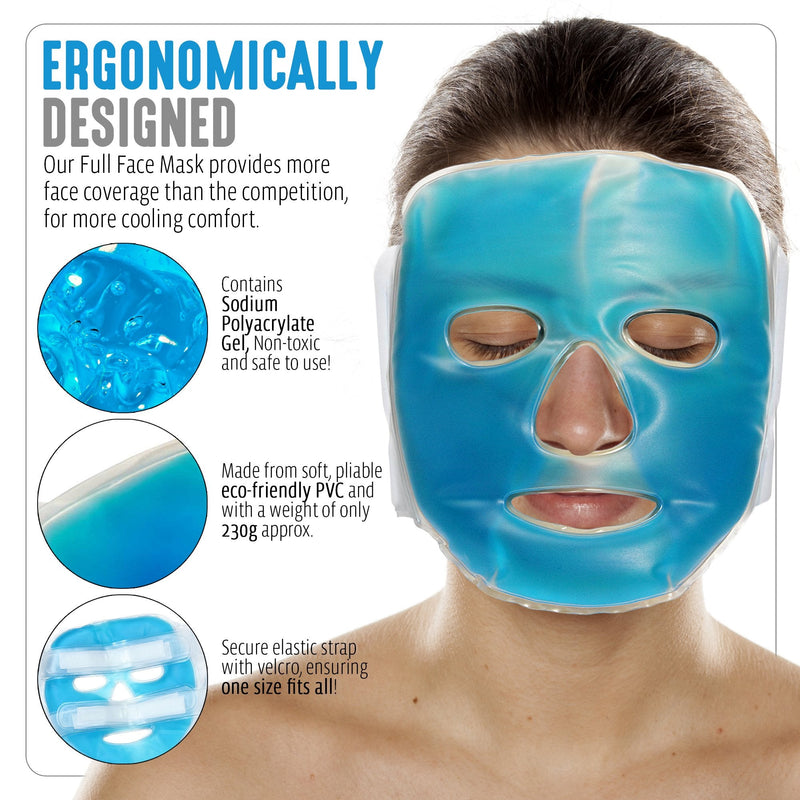 Bramble - Cooling Full Face Gel Masks - Reusable Hot & Cold Compress Pack for Migraine Stress Relief & Relaxation - BeesActive Australia