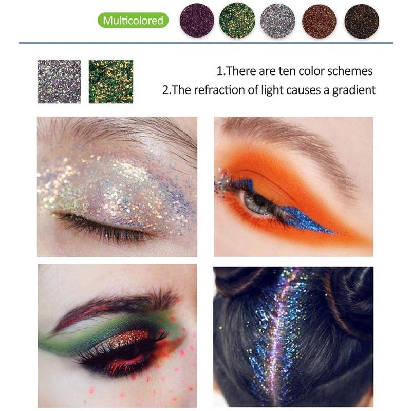 Chameleon Eyeshadow Palette Multichrome Eyes Shade for Makeup, Comestic Matte &Glitter Metallic Eye Shade 10 Color Changing under Sunshine - BeesActive Australia