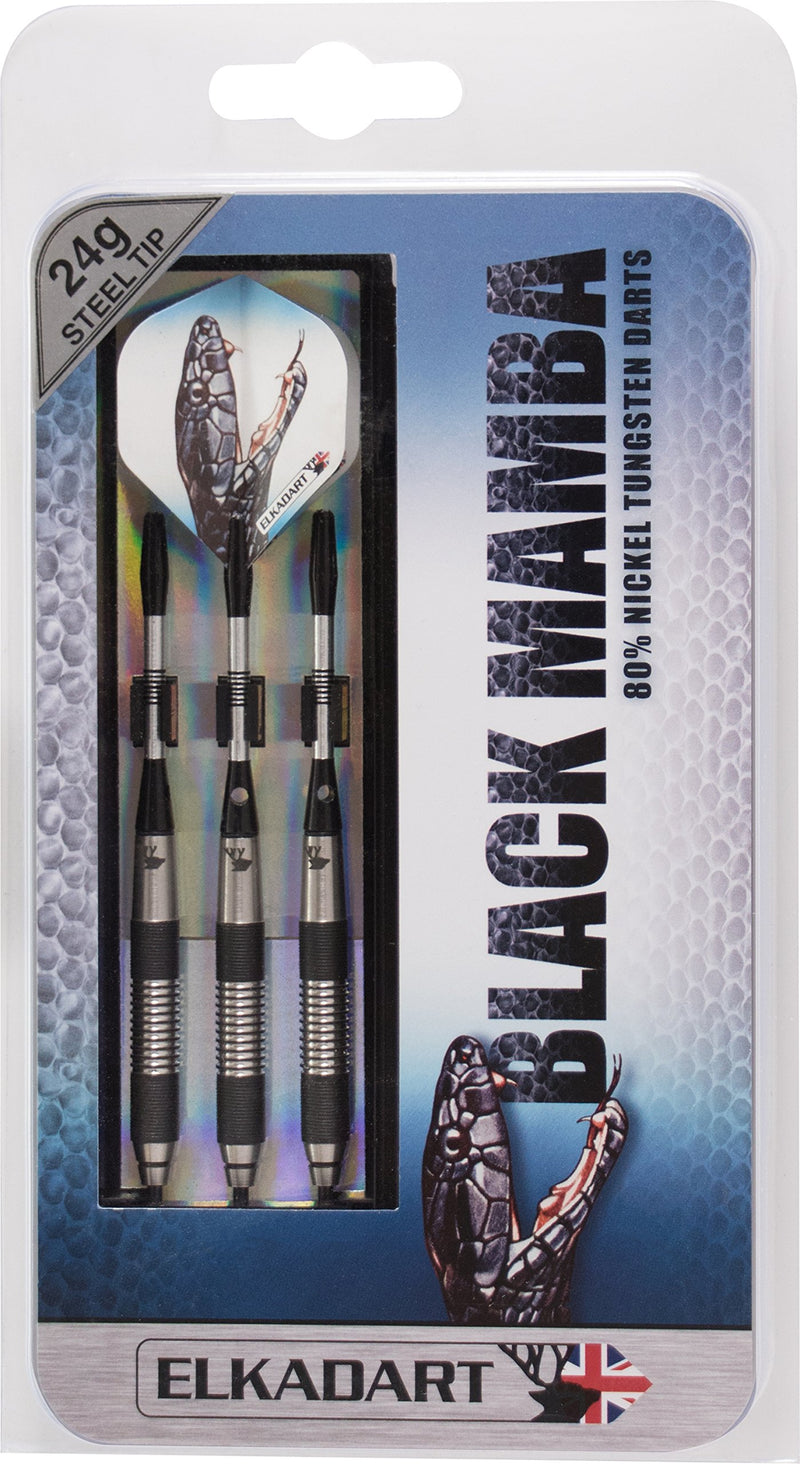 [AUSTRALIA] - Elkadart Black Mamba 80% Tungsten Steel Tip Darts with Storage/Travel Case 24 Grams 