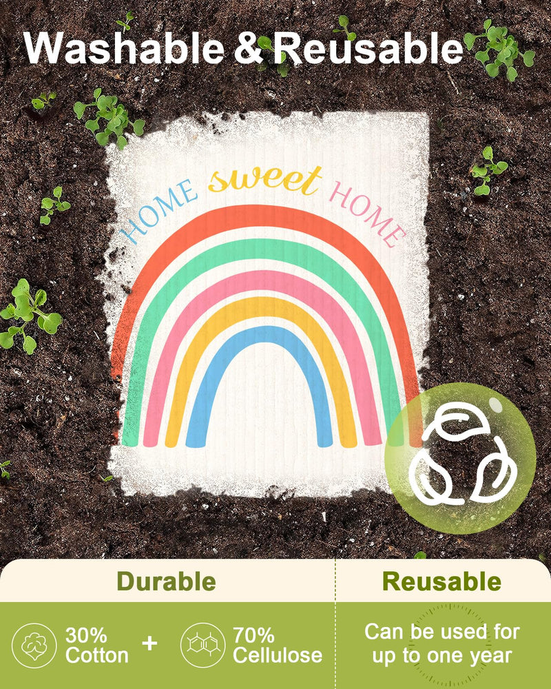 Miss Adola Swedish Dishcloths for Kitchen Reusable Swedish Cloths for Washing Dishes Absorbent Fast Drying No Odor Cleaning Swedish Sponge Decorate 6Pack Washable Swedish Towels, Rainbow - BeesActive Australia