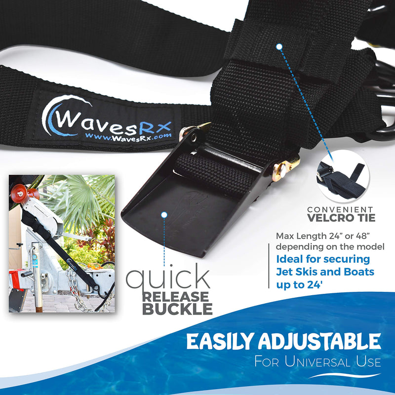 [AUSTRALIA] - WAVESRX Marine Boat Trailer Tie Downs | 1200 LBS Capacity Adjustable Transom Straps with Quick Release Buckles | Securely Transport Your Boat, Pontoon or Jet Ski | Select Your Size and Quantity Below Black 2"x48"(2PK) 