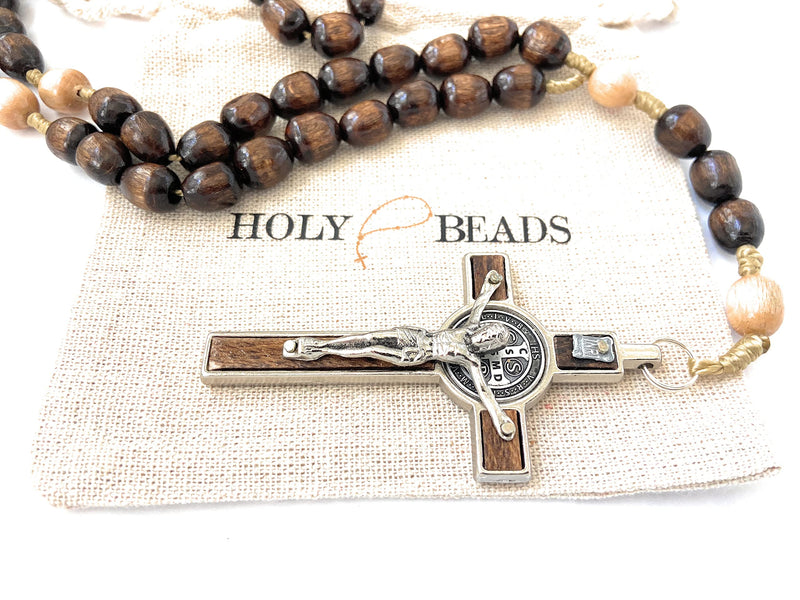 GENUINE Made in Italy Necklace Rosary Blessed by Pope Francis Vatican Rome St Benedict medal patron of death, athletes Solders, US ARMY Veterans, Armed Force Defense Air Force Marines Navy Police Troops Law Enforcement Guard Security Patrol fireman par... - BeesActive Australia
