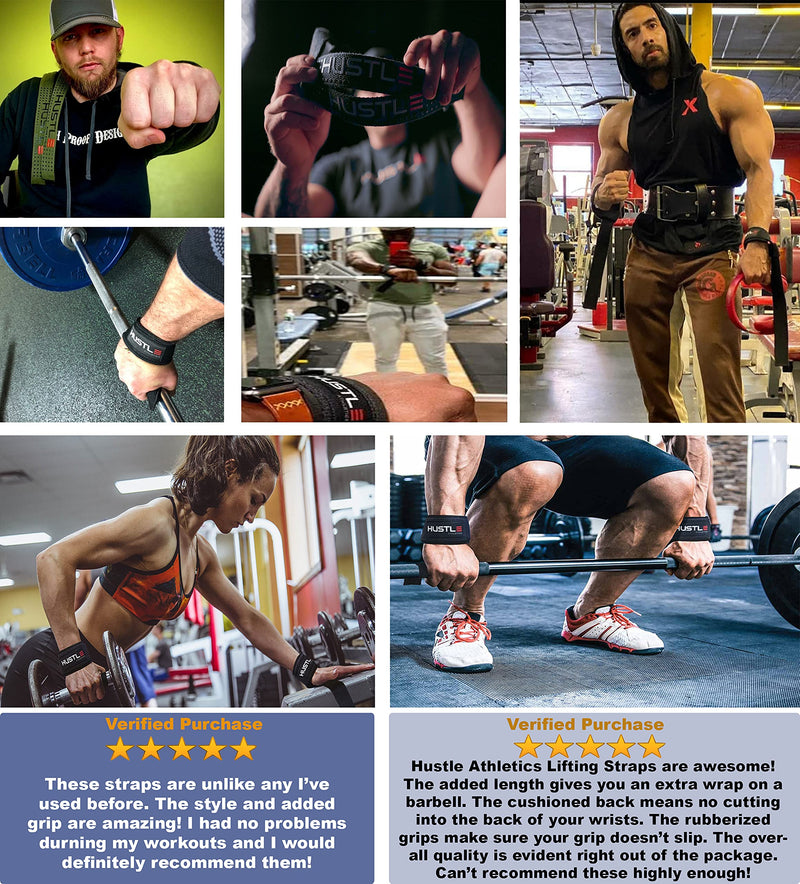 Hustle Athletics Weight Lifting Straps - 24" Soft Cotton Deadlift Straps with Silicone Grip and Wrist Straps for Weight Lifting - Prevent Grip Slip and Lift Heavier with a Solid Grip - BeesActive Australia