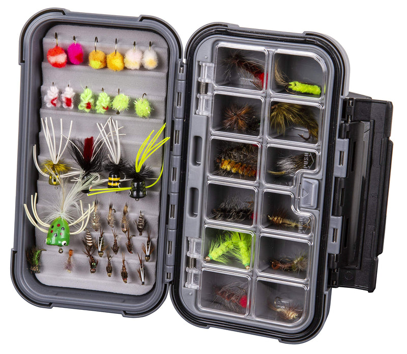 Flambeau Outdoors 3936CR Blue Ribbon Waterproof Fly Box, Large 12 Compartment Fly Fishing Organizer with Foam, Gray/Black - BeesActive Australia