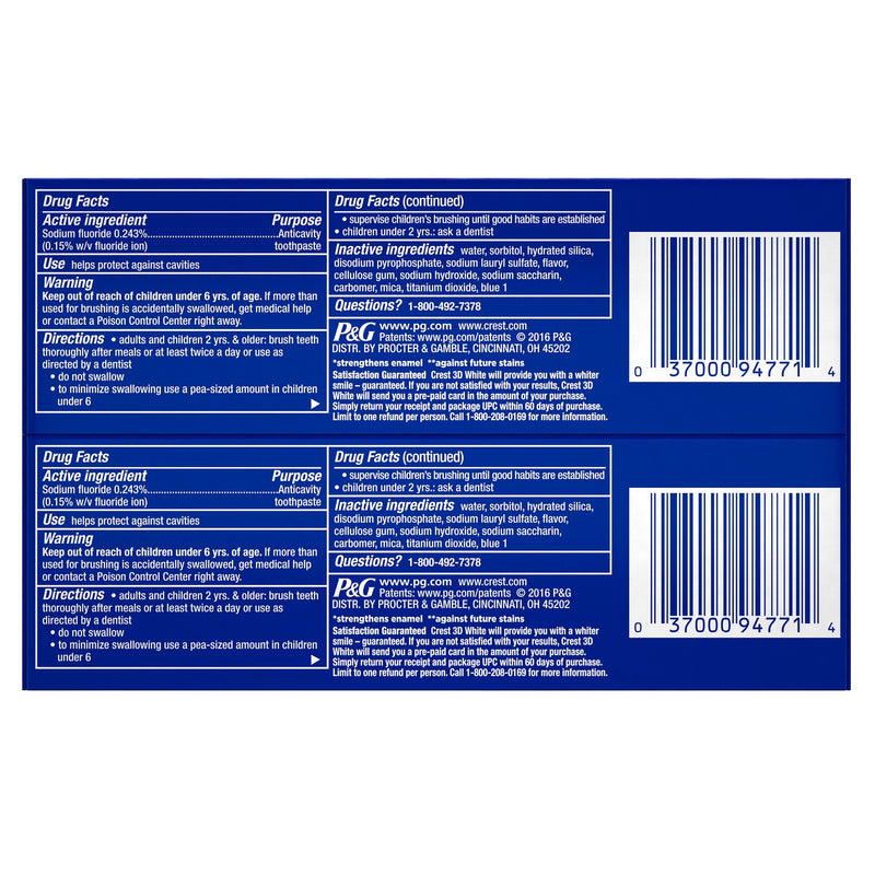 Crest 3D White Radiant Mint Whitening Toothpaste, 3.5 oz 99.2 g (Pack of 1) - BeesActive Australia
