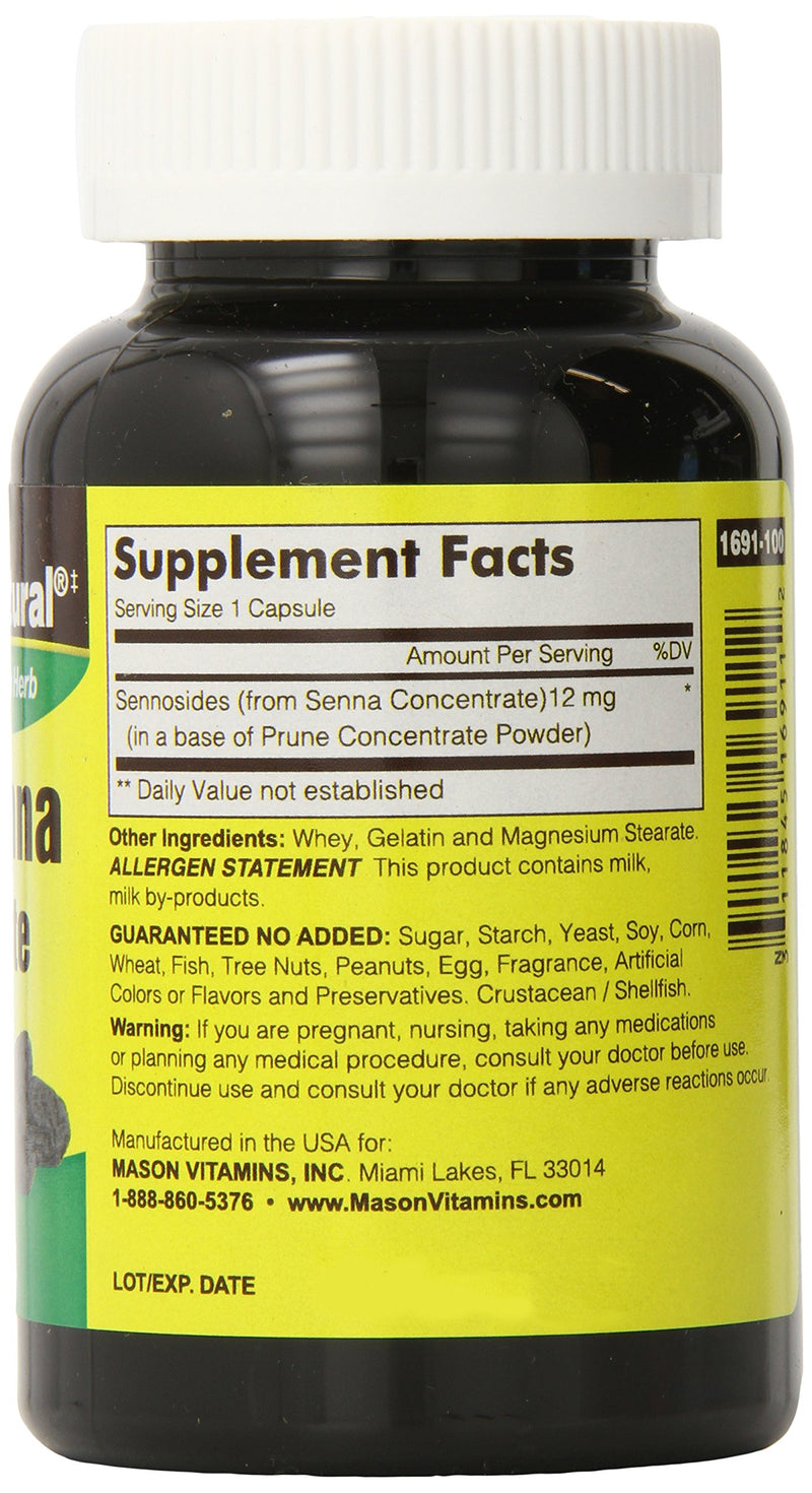 Mason Natural Prune Senna Concentrate Capsules, 100 Count - BeesActive Australia