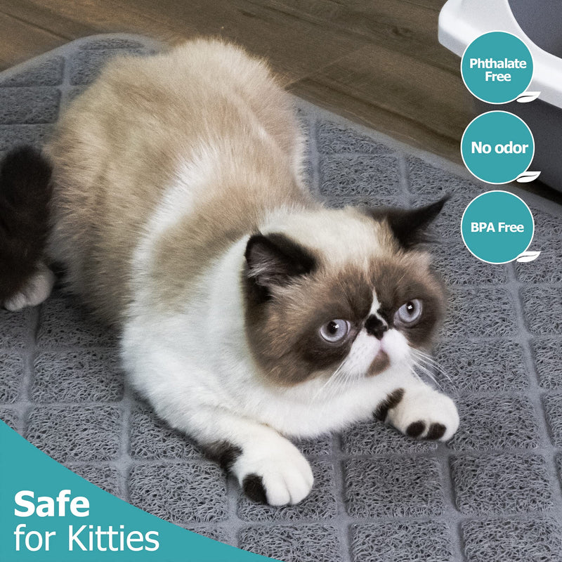 Conlun Cat Litter Mat Litter Trapping Mat, Premium Durable PVC Grid Mesh with Scatter Control, Non-Slip, Less Waste Cat Litter Box Mat, Soft on Kitty’s Paws, Urine Waterproof, Washable Easy Clean Small (24" x 17") Grey - BeesActive Australia