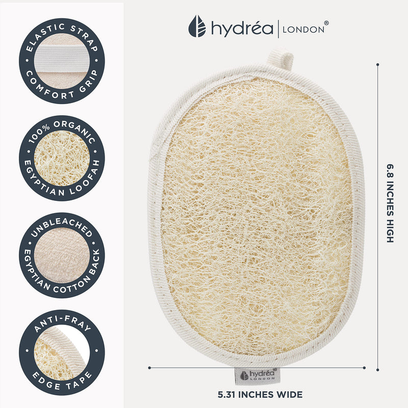 Hydréa London Organic Egyptian Loofah Luxury Exfoliating Body Pad Natural High Quality Spa Bodycare For Bath Shower - BeesActive Australia