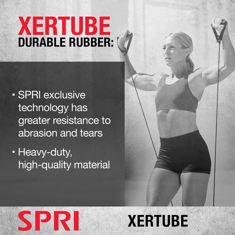 SPRI Xertube Resistance Bands with Handles – All Exercise Cords Sold Separately with Home Gym Fitness Door Anchor Attachment Option c) Medium (Red) Without Door Attachment - BeesActive Australia