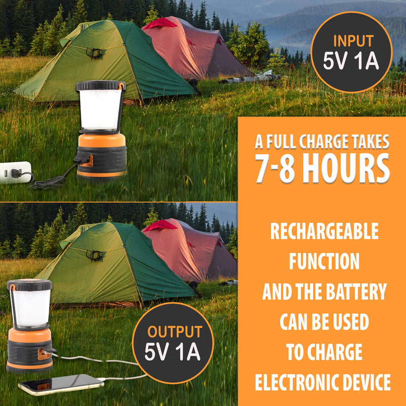 LED Camping Lantern Rechargeable, 1800LM, 4 Light Modes, 4400mAh Power Bank, IP44 Waterproof, Perfect Lantern Flashlight for Hurricane, Emergency, Power Outages, Home and More, USB Cable Included - BeesActive Australia