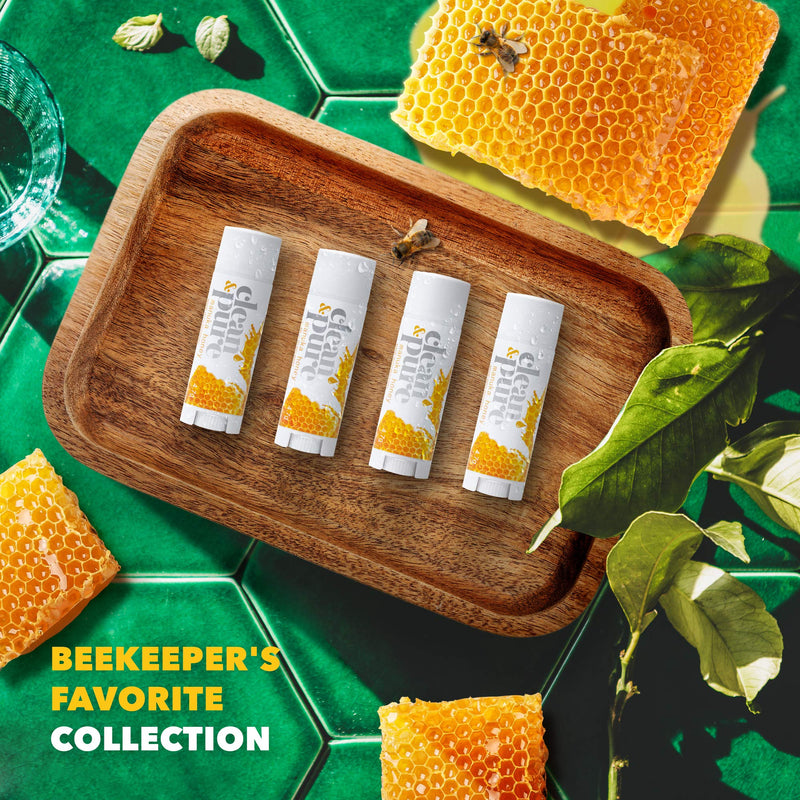 Clean & Pure Beekeeper’s Favorite Lip Balms, 4 Pack | Manuka Honey Beauty Products | Lip Care Set With 100% All Natural Beeswax and Vitamin E Oil | Flavored Lip Balm for Dry, Chapped Lips | Made in Australia 4-Pack - BeesActive Australia