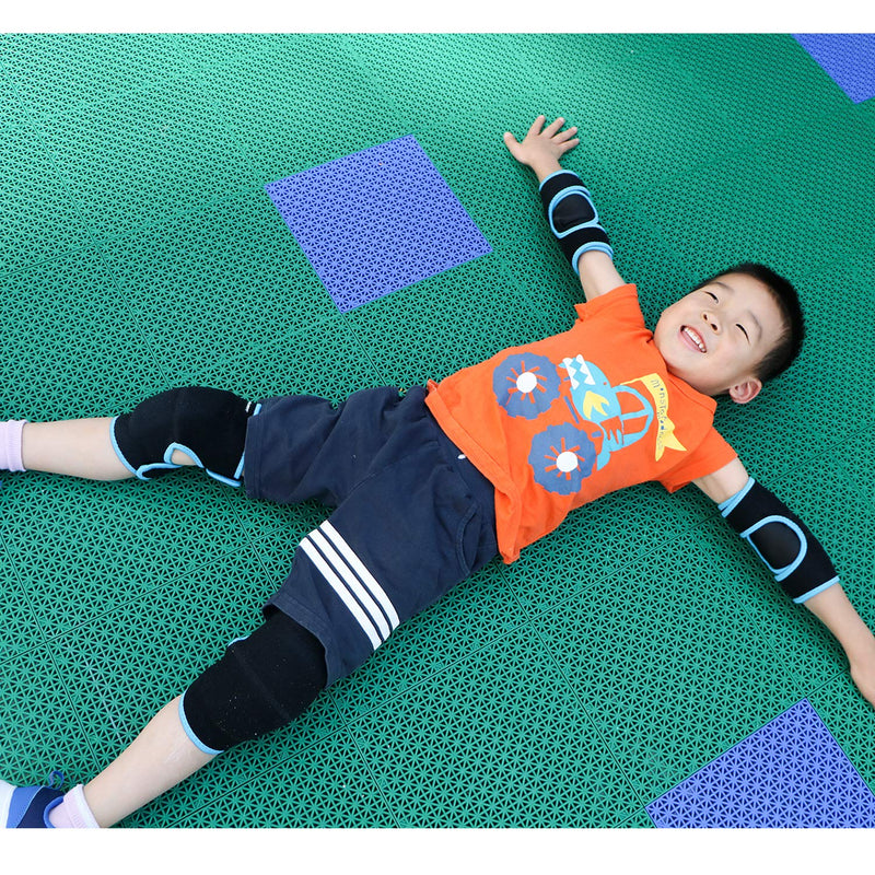 Sborter Adjustable Soft Elbow Pads and Knee Pads for Kids, Child Protective Pad Sets for Bicycle Roller Skating Basketball Football Volleyball Dancing Kneeling Blue M - BeesActive Australia