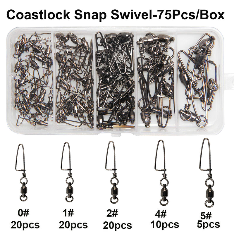 [AUSTRALIA] - Easy Catch ® 10, 30 Pack High-Strength Fishing Ball Bearing Swivel with Coastlock Snap, Strong Welded Ring for Saltwater Fishing-18Lb to 440Lb (100% Copper+Stainless Steel with Black Nickle Coated) Size 2+2 (45lb) 30Pack 