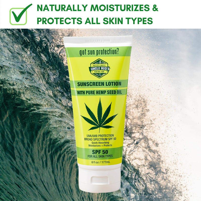 Uncle Bud's Sunscreen Lotion SPF50 with pure Organic Hemp Seed Oil - BeesActive Australia