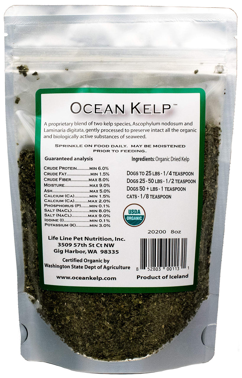 Life Line Pet Nutrition Organic Ocean Kelp Supplement for Skin & Coat, Digestion in Dogs & Cats, 8oz (20200) - BeesActive Australia