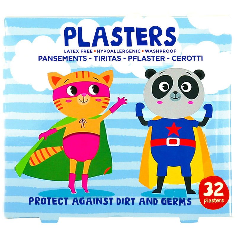 Superhero Plasters for Kids (Latex Free/Hypoallergenic/Washable/Plasters/Assorted Models), 32 Count (Pack of 1) - BeesActive Australia