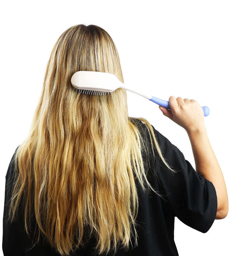 KMINA - Long Handled Hair Brush and Comb Set (Pack), Hair Brush for Elderly, Long Reach Hair Brush for Women and Men, Disability Hair Brush, Long Handled Comb for Disabled Pack cepillo + Peine mango largo - BeesActive Australia