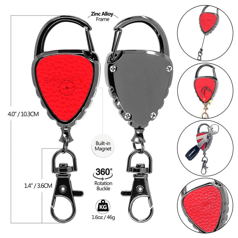 SAMSFX Quick Knot Tying Tool with Carabiner Zinger Retractor Fly Fishing Magnet Retractable Badge Holder and Multi-Tool Combo Metal Zinger with Magnet & Silver Knot Tool, Black Grip - BeesActive Australia