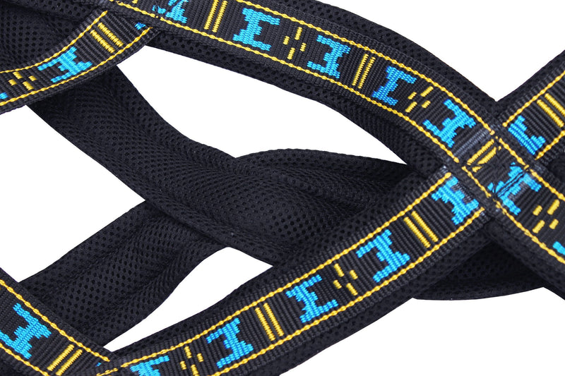 Weight Pulling Sledding Dog Harness X-Back Style Black/Blue XXLarge, 24.5" Neck Circumference - BeesActive Australia