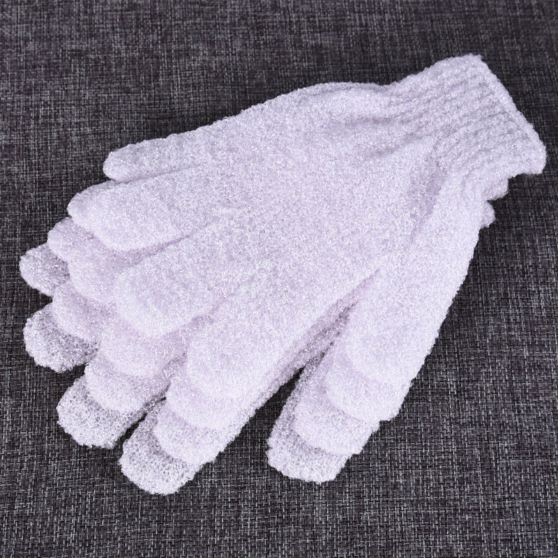 Hotop 4 Pairs Shower Gloves Scrubbing Gloves Dual-sided Exfoliating Glove Body Bath Scrubs, White - BeesActive Australia