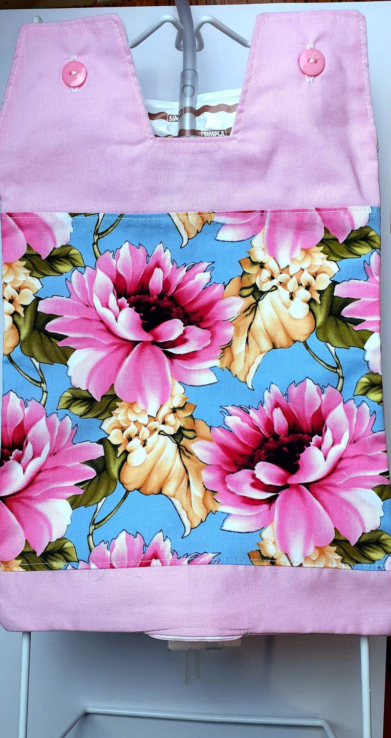 100% Cotton Catheter Night Bag Holder with a Handle. Cover for a Catheter Night Bag. Large Pink Flowers. - BeesActive Australia