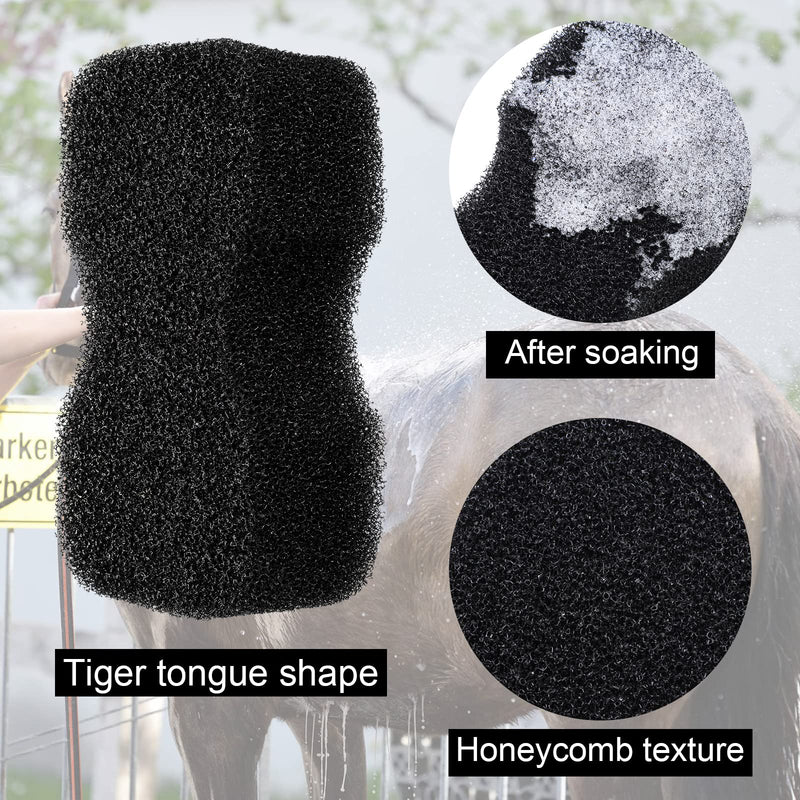 Eaasty 3 Pcs Horse Groomer Scrubber Massager Horse Grooming Kit Horse Grooming Supplies Large Horse Sponge Soft Horse Care Sponge for Horse Cleaning Washing Bathing, Black, 4.33 x 7.87 x 2.56 Inch - BeesActive Australia