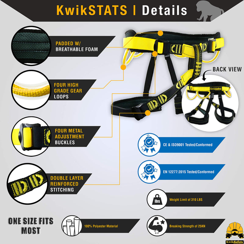KwikSafety Mandrill Harness 1 PC, 2 Pack, Combo Pack, Bundle, KIT Climbing Harness, Ascenders, Descenders, Pulleys, Carabiners, Tool Lanyards, Fall Protection Climbing Gear for Outdoor 1 Pack Harness + Tool Lanyard - BeesActive Australia