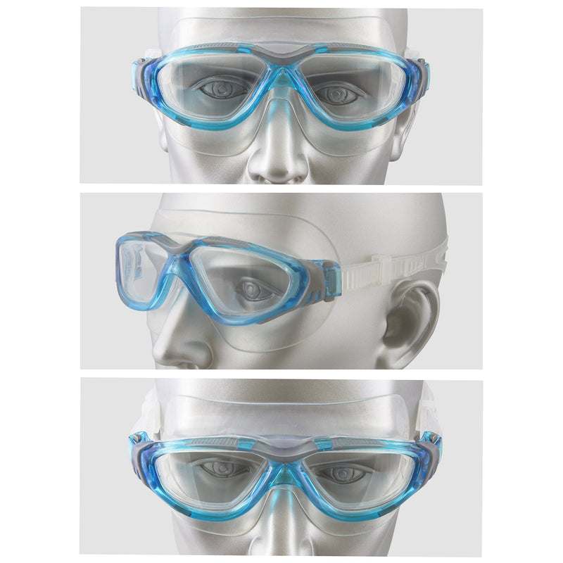 [AUSTRALIA] - Dolfino Pro Silicone Visionist Swim Mask, Italian Design, Wide Angle Viewing, Tinted Lenses, No Leaking Anti Fog UV Protection Goggles Includes Case for Adults Men Women Youth, Clear/Blue Visionist Mask + Case, Clear/Blue 