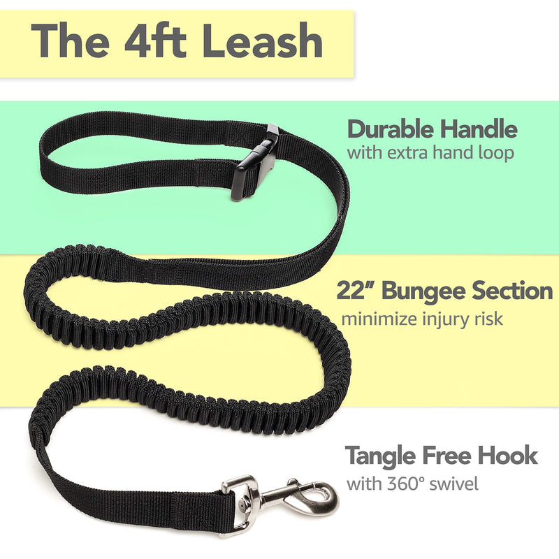Hands Free Dog Leash for Running Walking Jogging with Adjustable Waist Belt Bag Phone Pocket and Treat Pouch Durable Bungee Lead for Medium & Large Dogs - BeesActive Australia